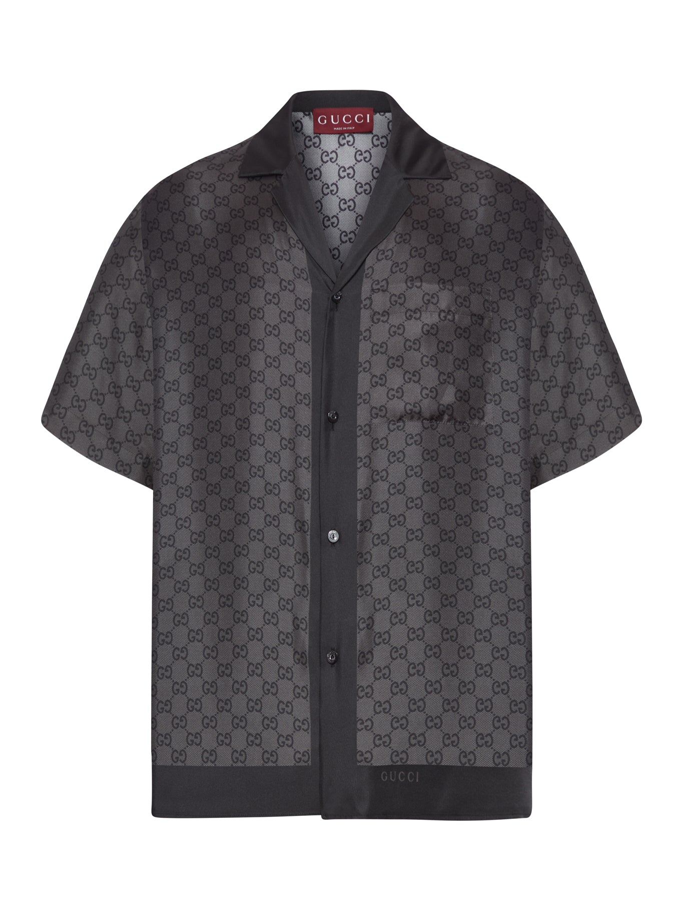 CAMICIA BOWLING IN TWILL DI SETA CON STAMPA