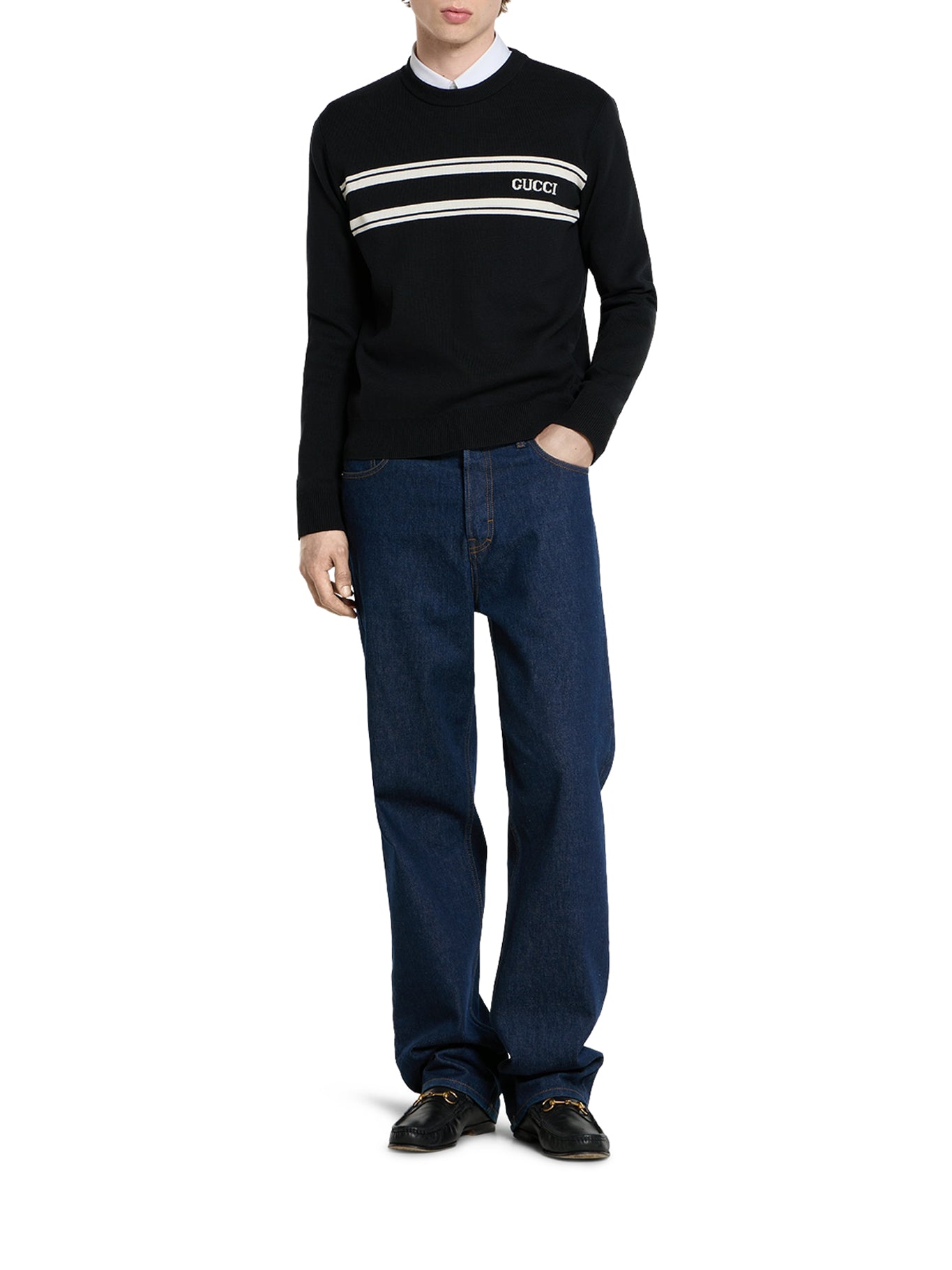 MAGLIONE IN SETA E COTONE CON INTARSIO