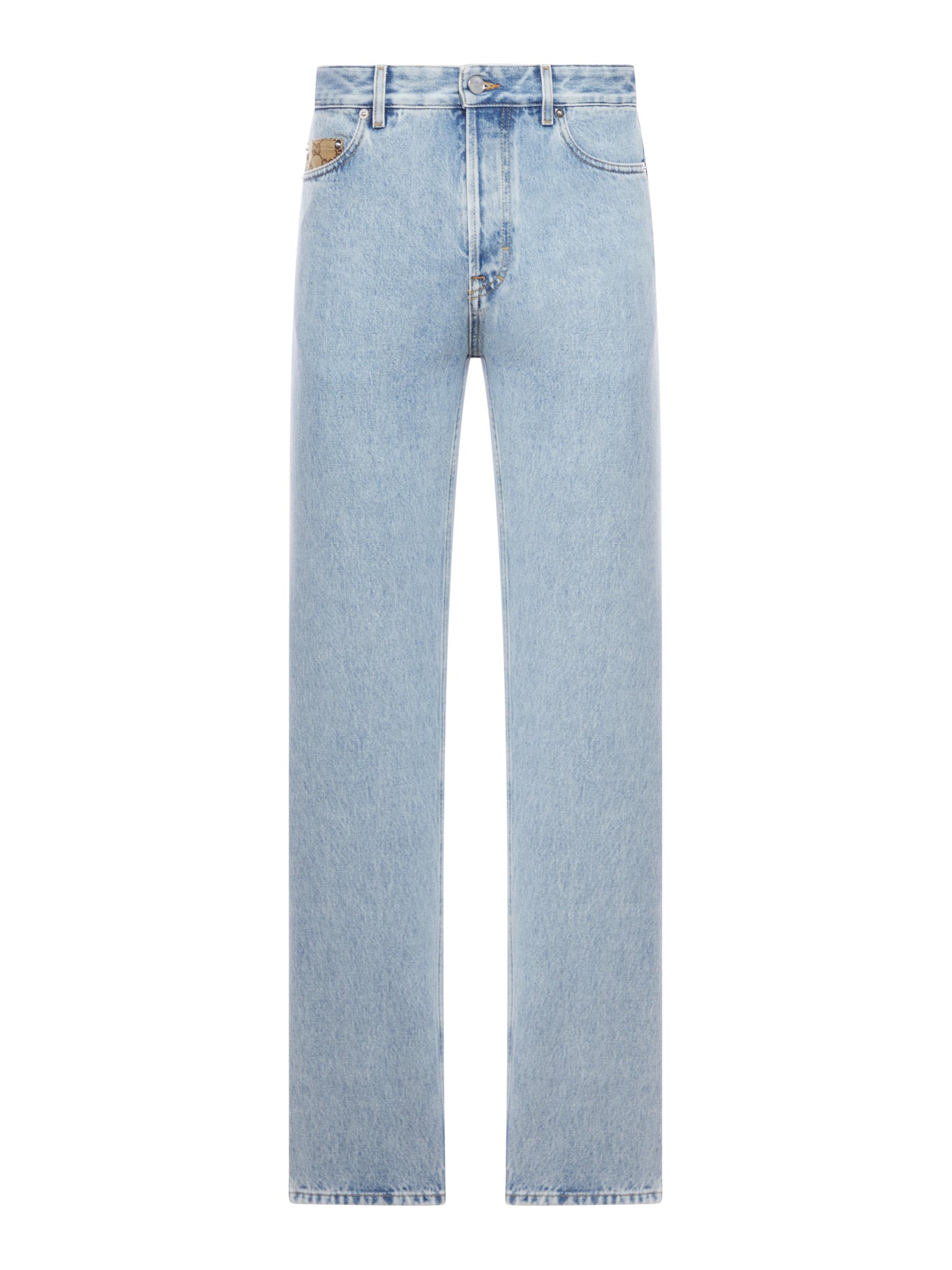 PANTALONE IN DENIM DÉLAVÉ CON INSERTO GG
