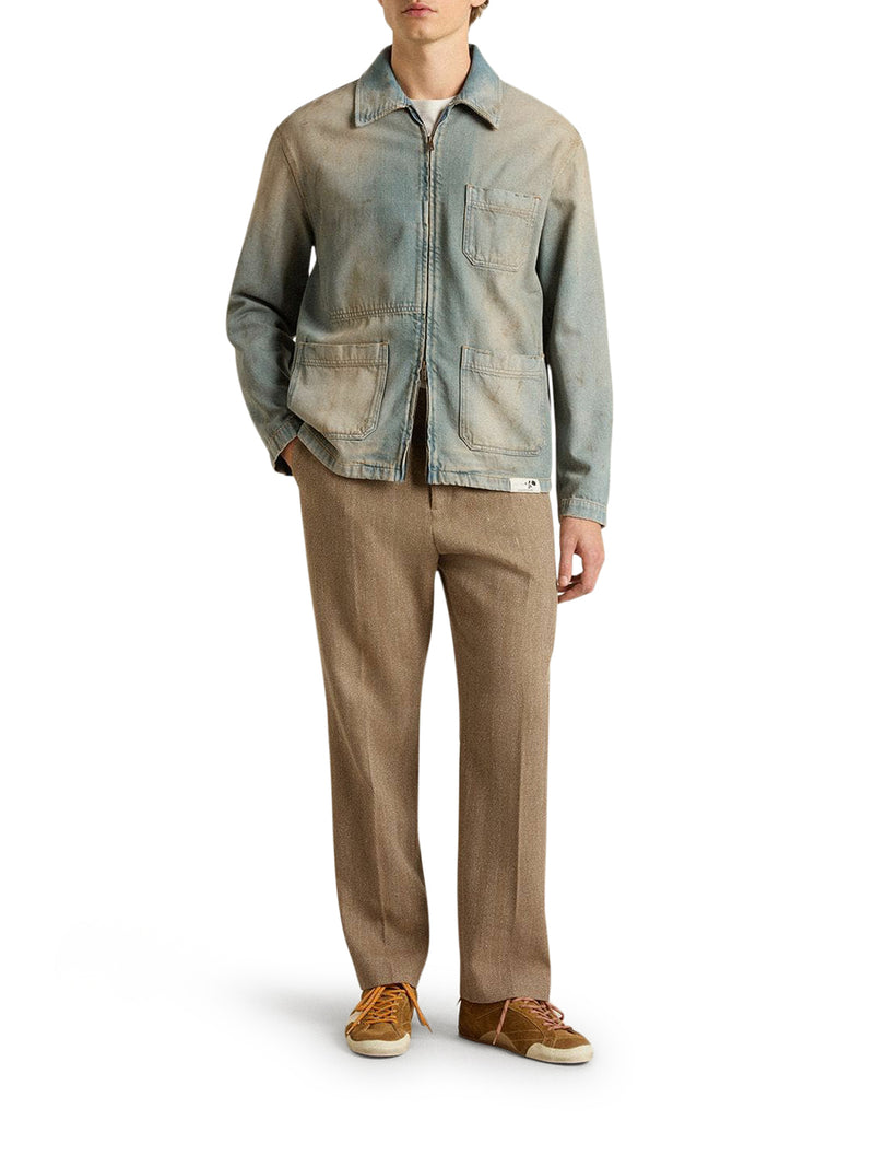 GIACCA IN DENIM DA UOMO EFFETTO DISTRESSED CON ZIP