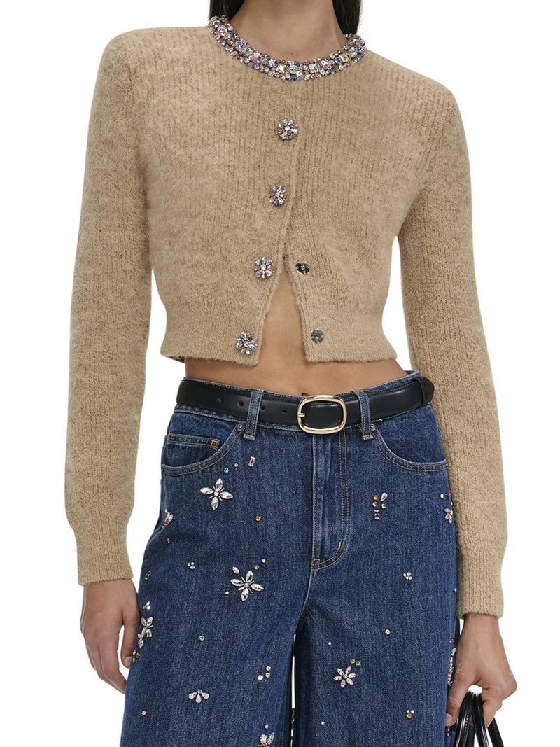 CARDIGAN IN ALPACA CON DECORAZIONI GIOIELLO