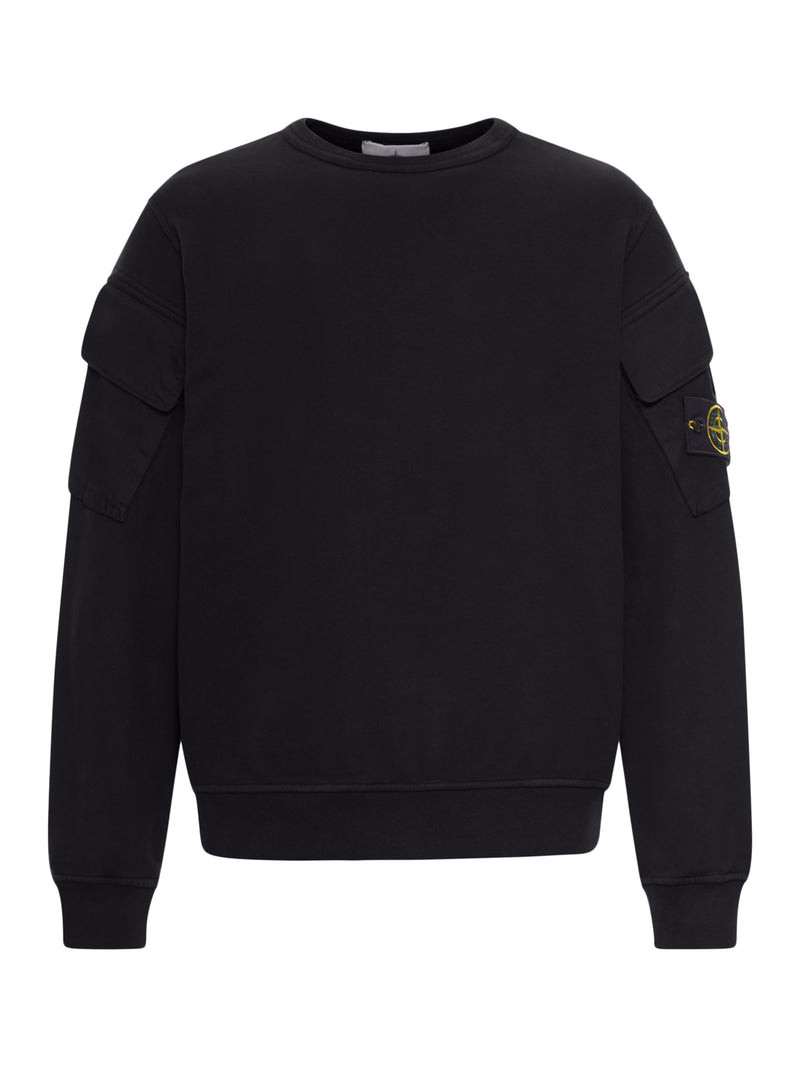 FELPA IN COTONE CON TASCHE SULLE MANICHE