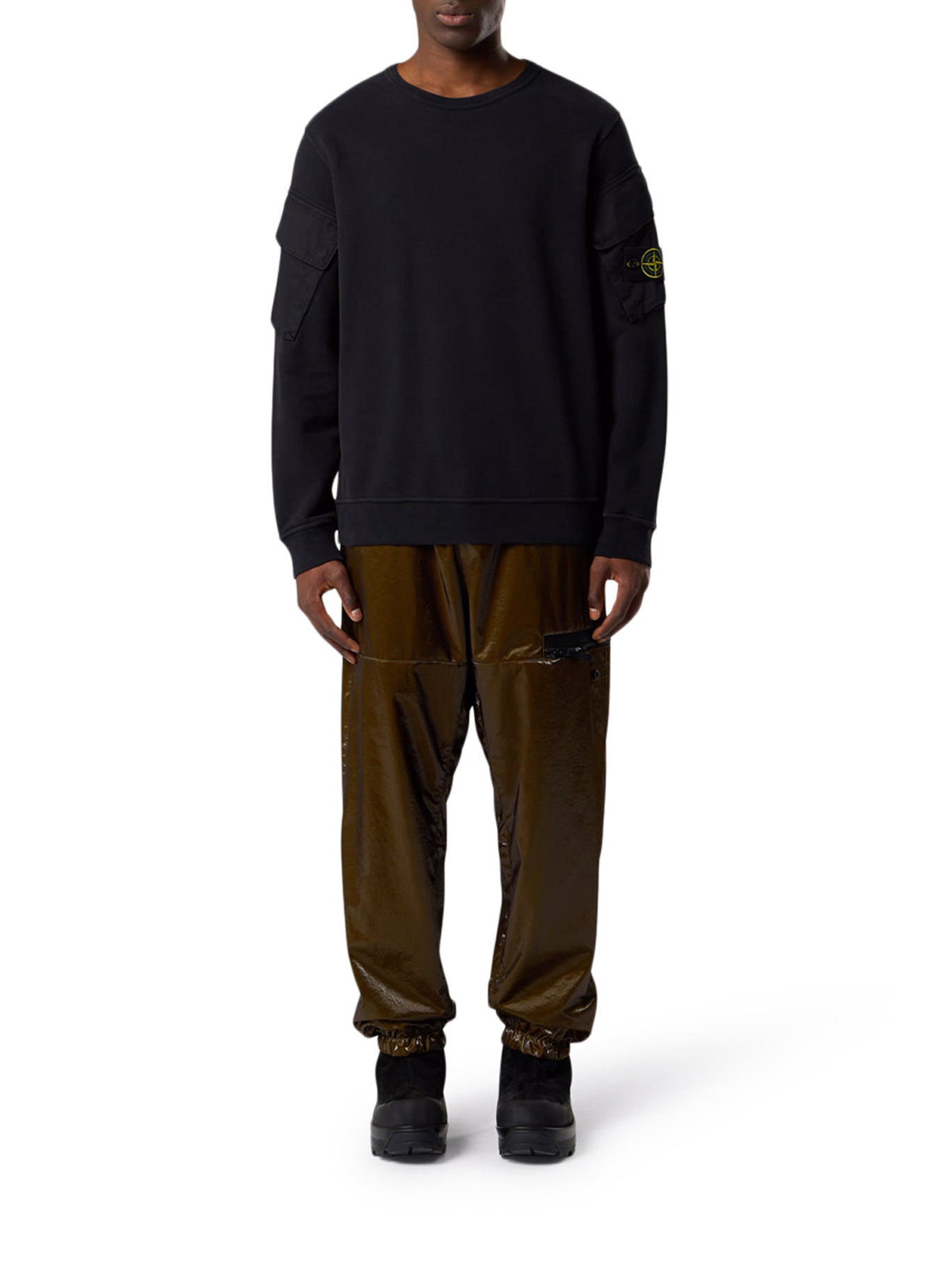 FELPA IN COTONE CON TASCHE SULLE MANICHE