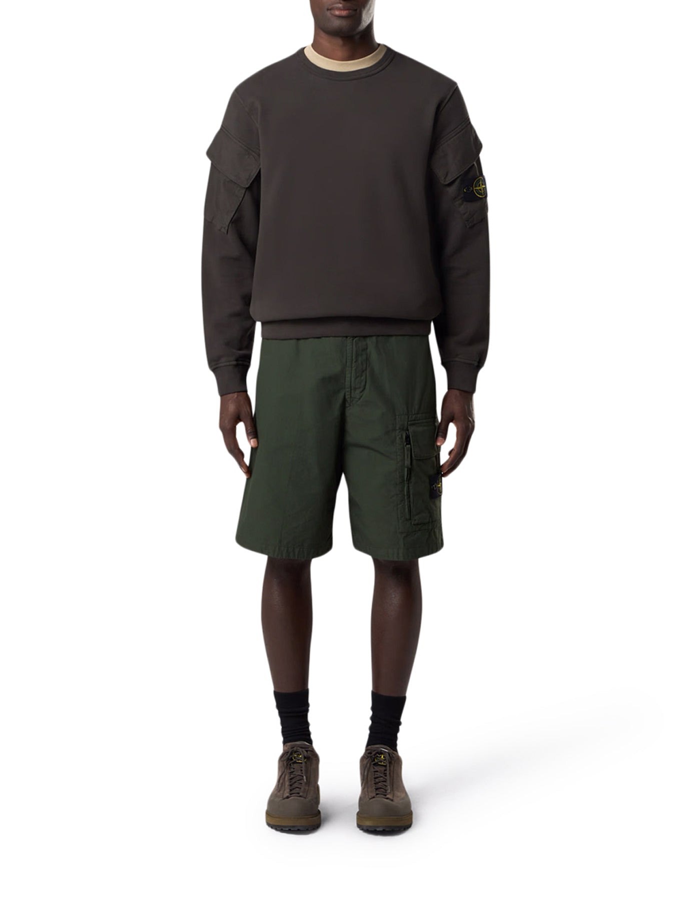 FELPA IN COTONE CON TASCHE SULLE MANICHE