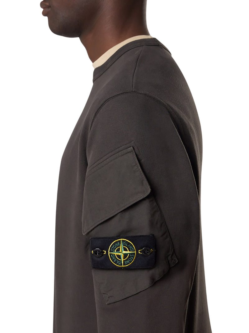 FELPA IN COTONE CON TASCHE SULLE MANICHE