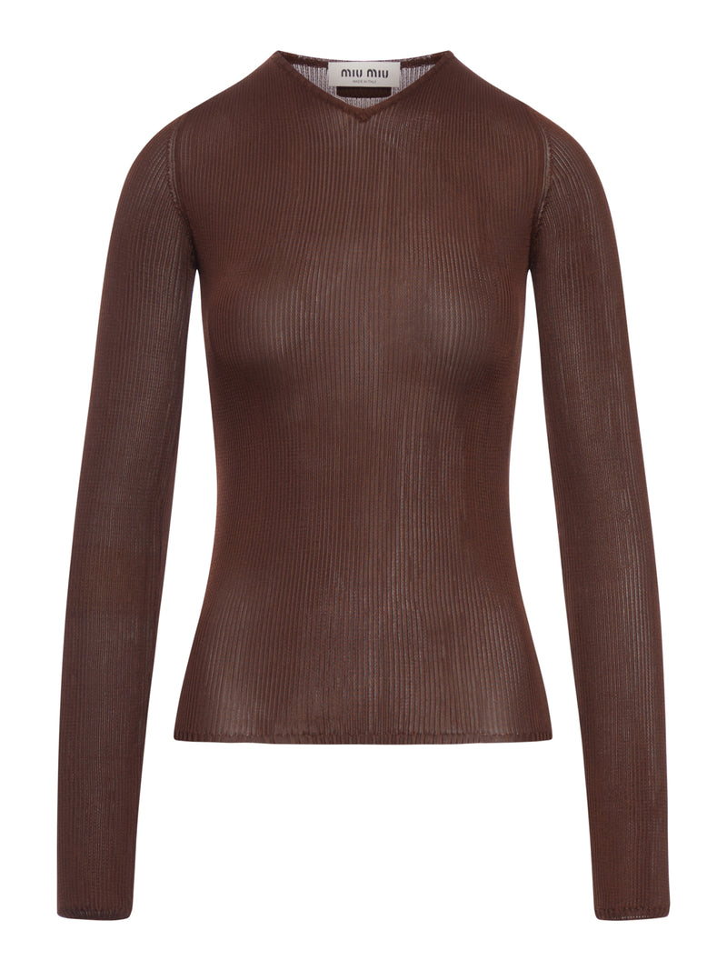 MAGLIA SCOLLO A V IN SETA