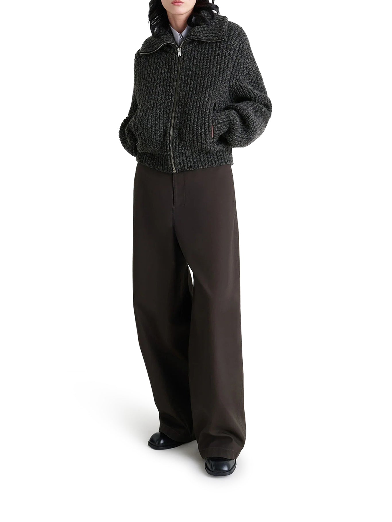 CARDIGAN CON ZIP IN ALPACA