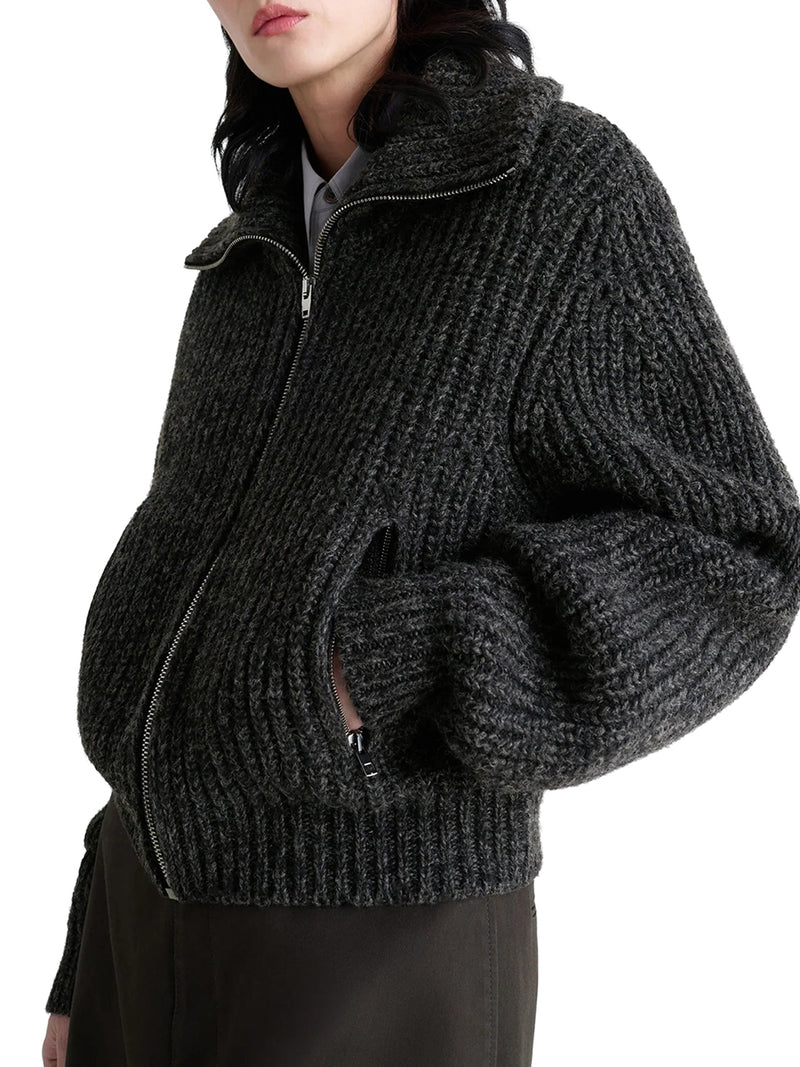 CARDIGAN CON ZIP IN ALPACA