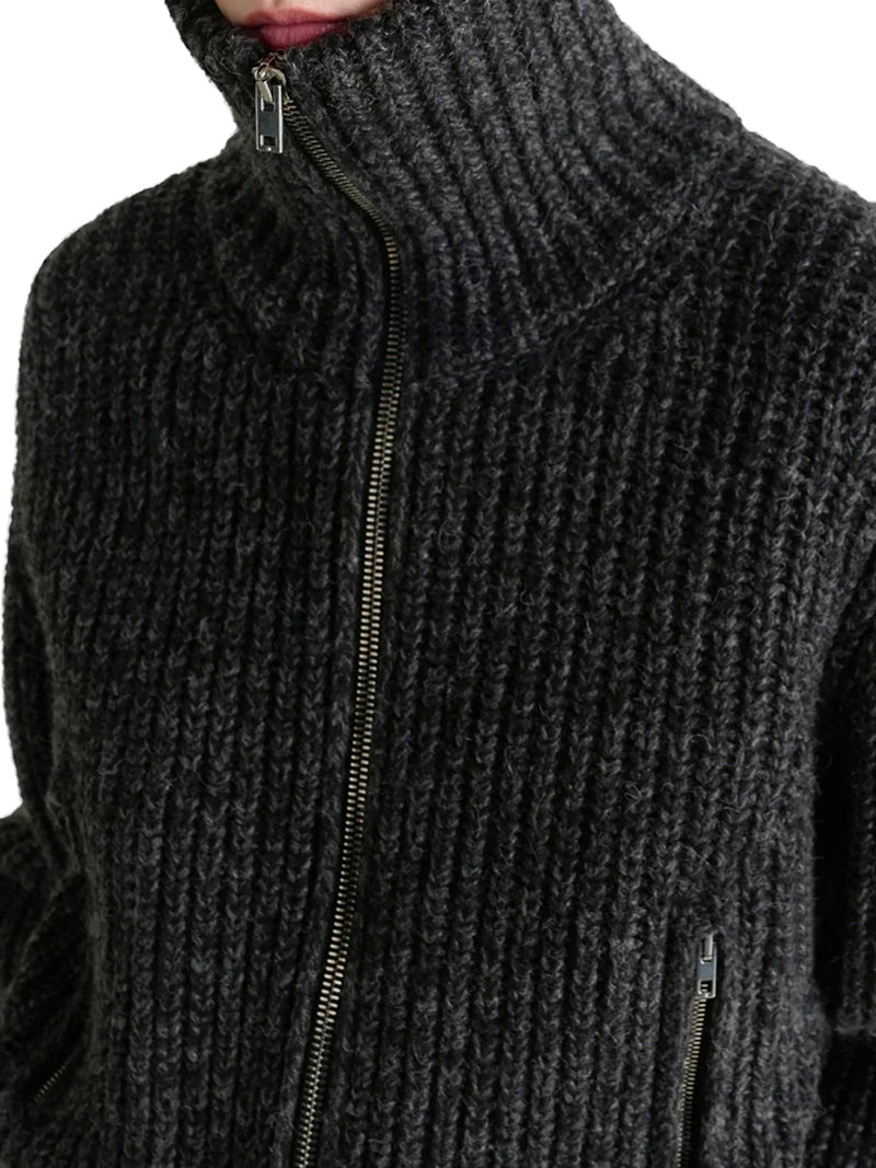 CARDIGAN CON ZIP IN ALPACA