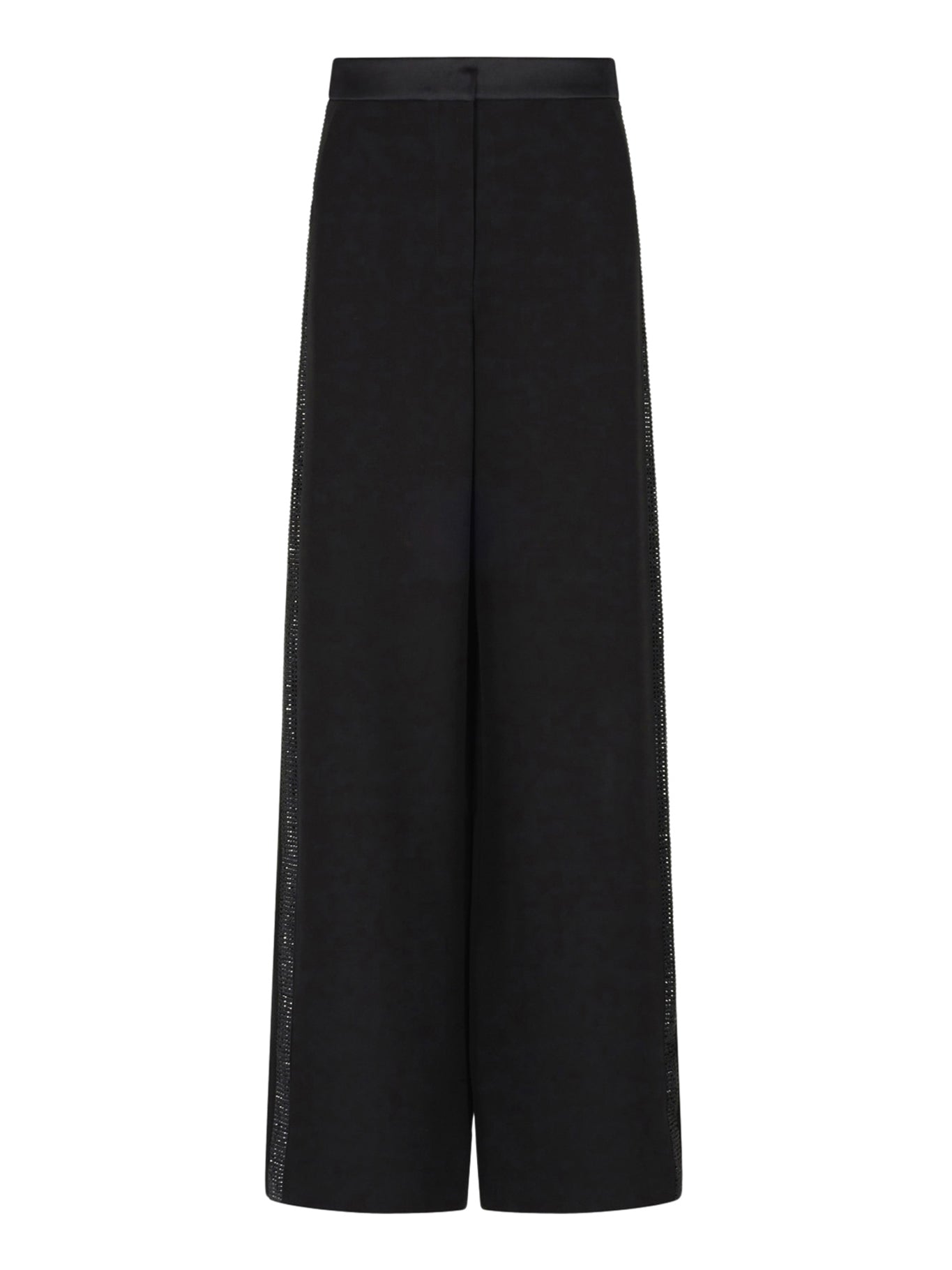 PANTALONI AMPI IN SETA CON DETTAGLIO STRASS