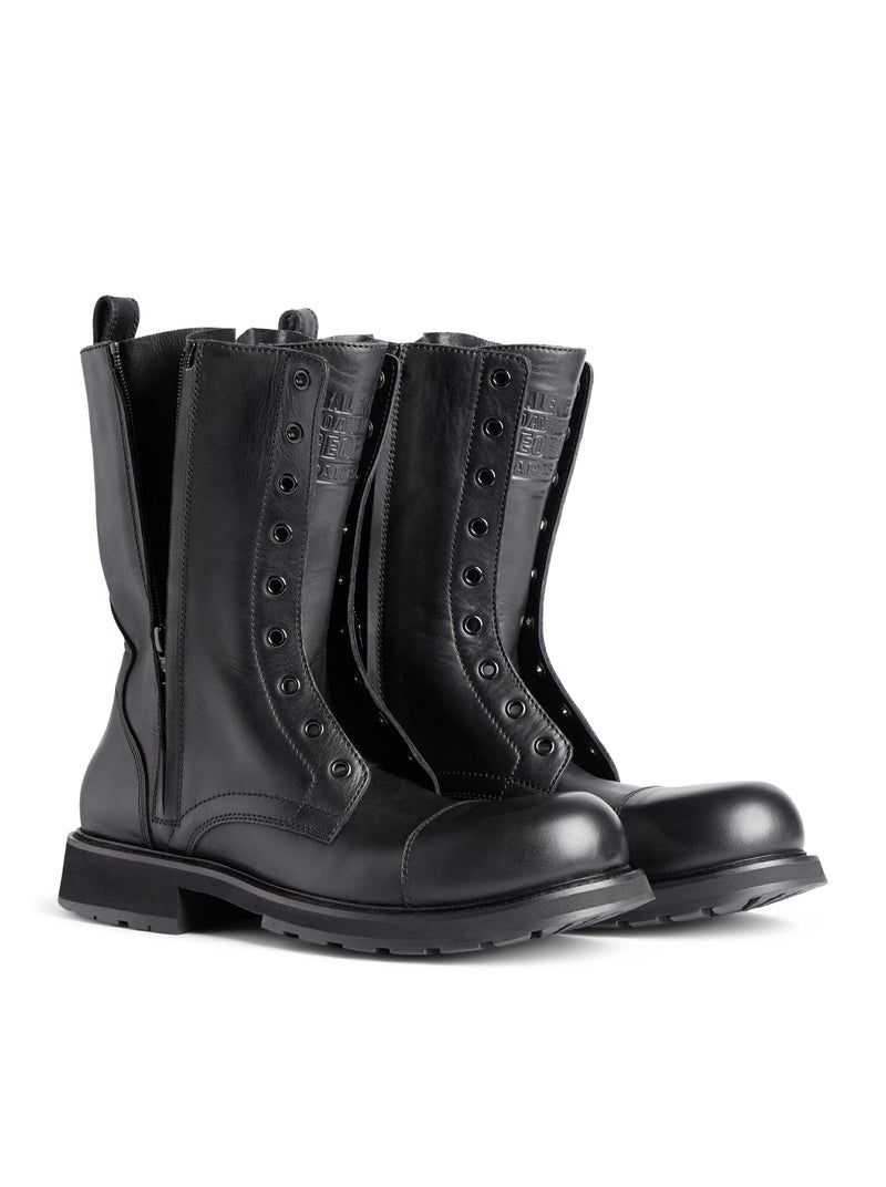 STIVALE CON LACCI IN MORBIDA PELLE DI VITELLO