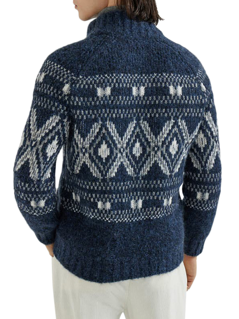 CARDIGAN GEOMETRIC JACQUARD IN LANA E CASHMERE