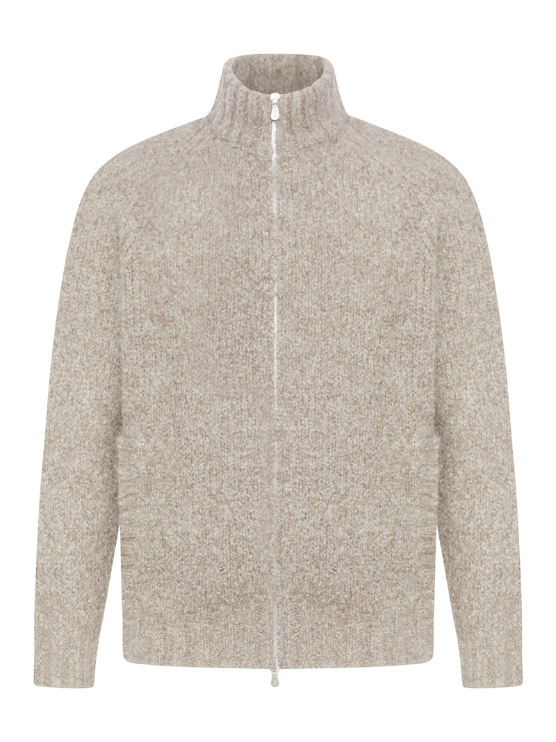 CARDIGAN CON ZIP IN CASHMERE MELANGE