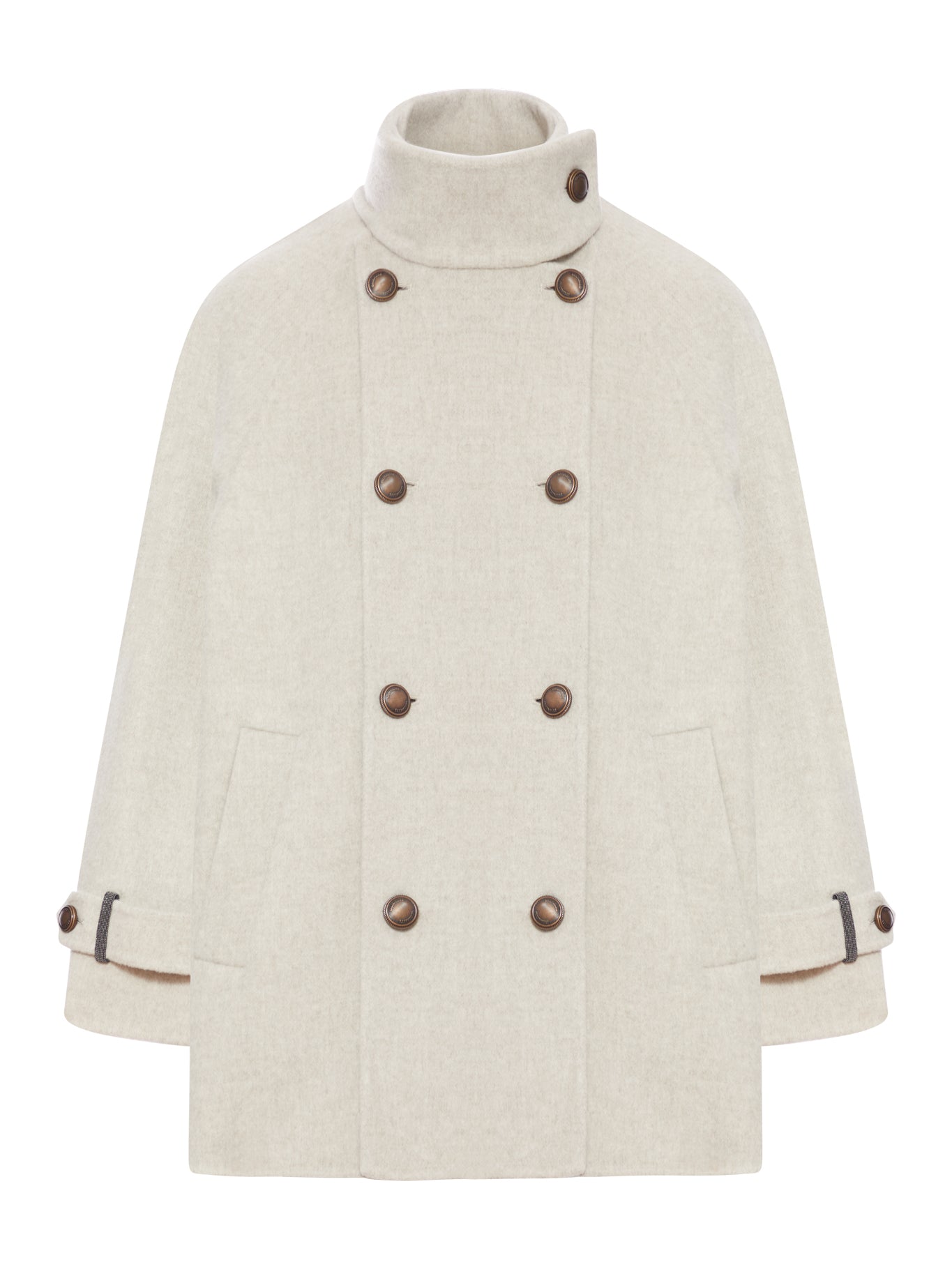 CABAN IN PANNO DI LANA E CASHMERE CON SHINY CUFF DETAILS