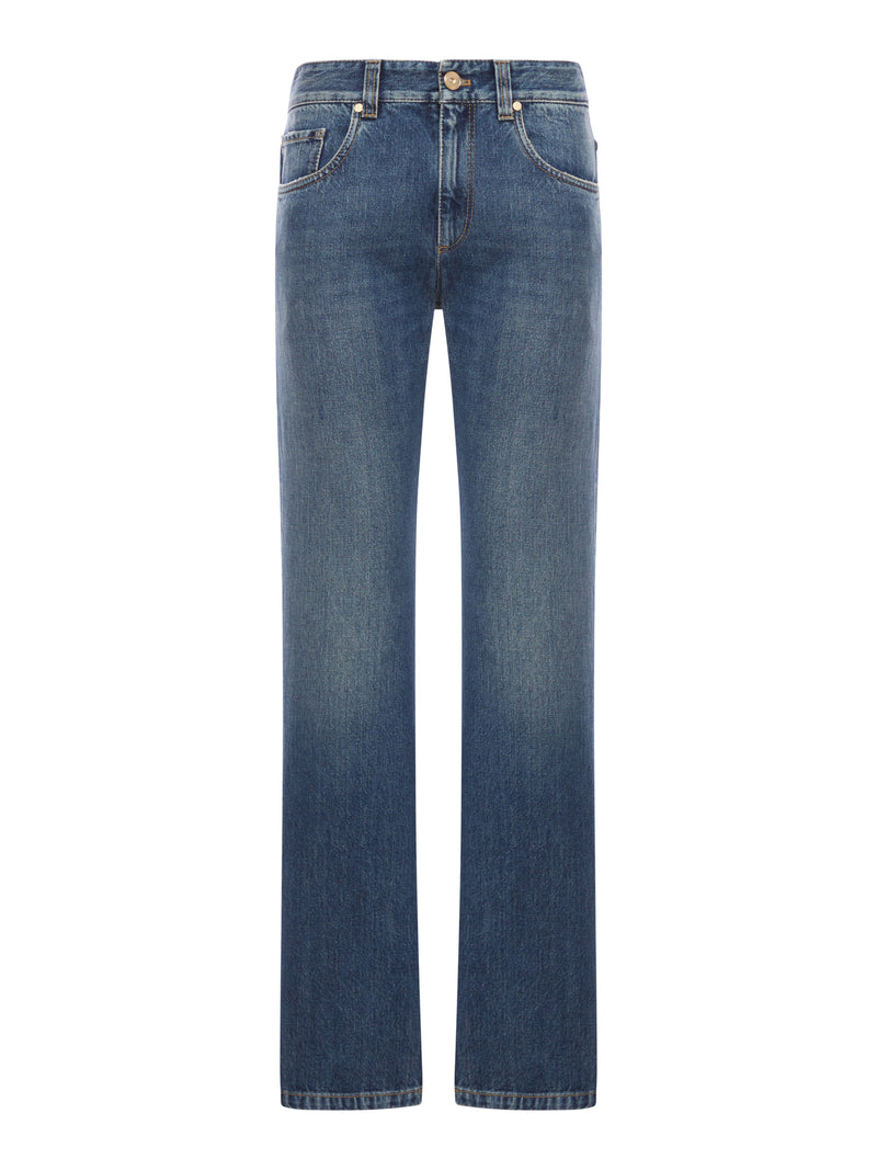 PANTALONE COLUMN IN DENIM AUTHENTIC CON MONILE