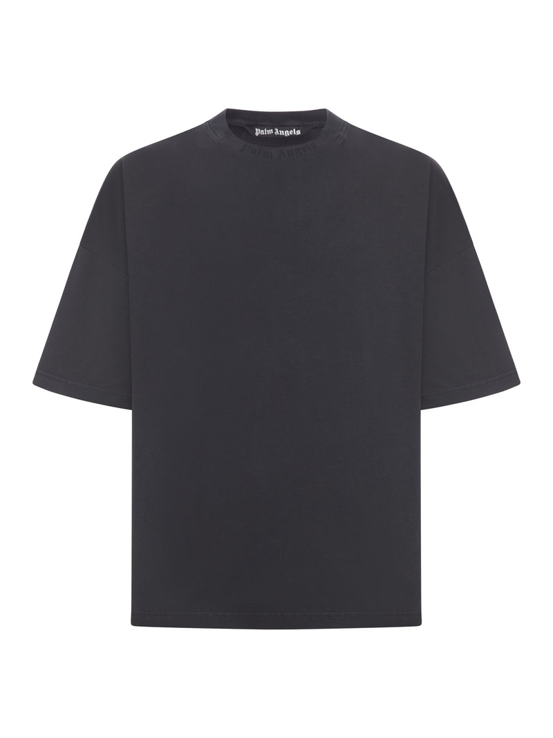 T-SHIRT CON COLLO LARGO E LOGO CURVO