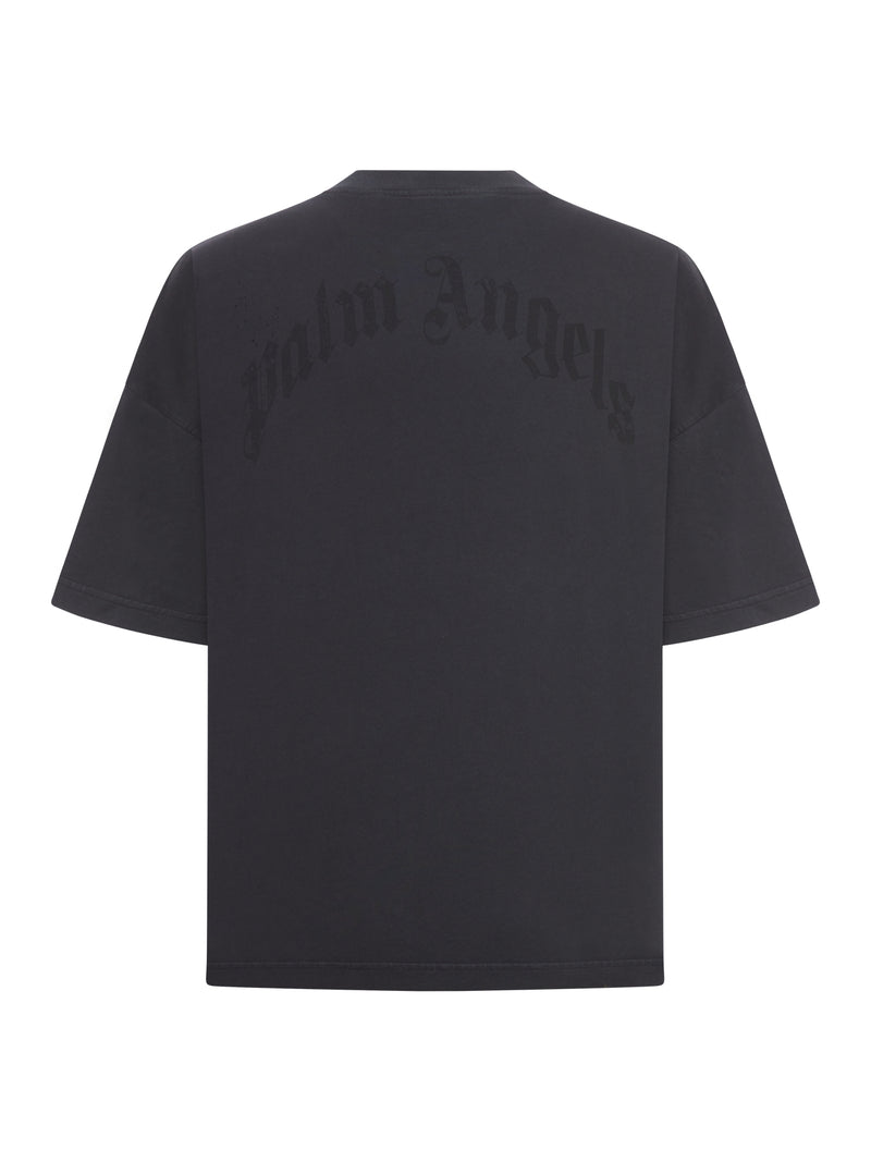 T-SHIRT CON COLLO LARGO E LOGO CURVO