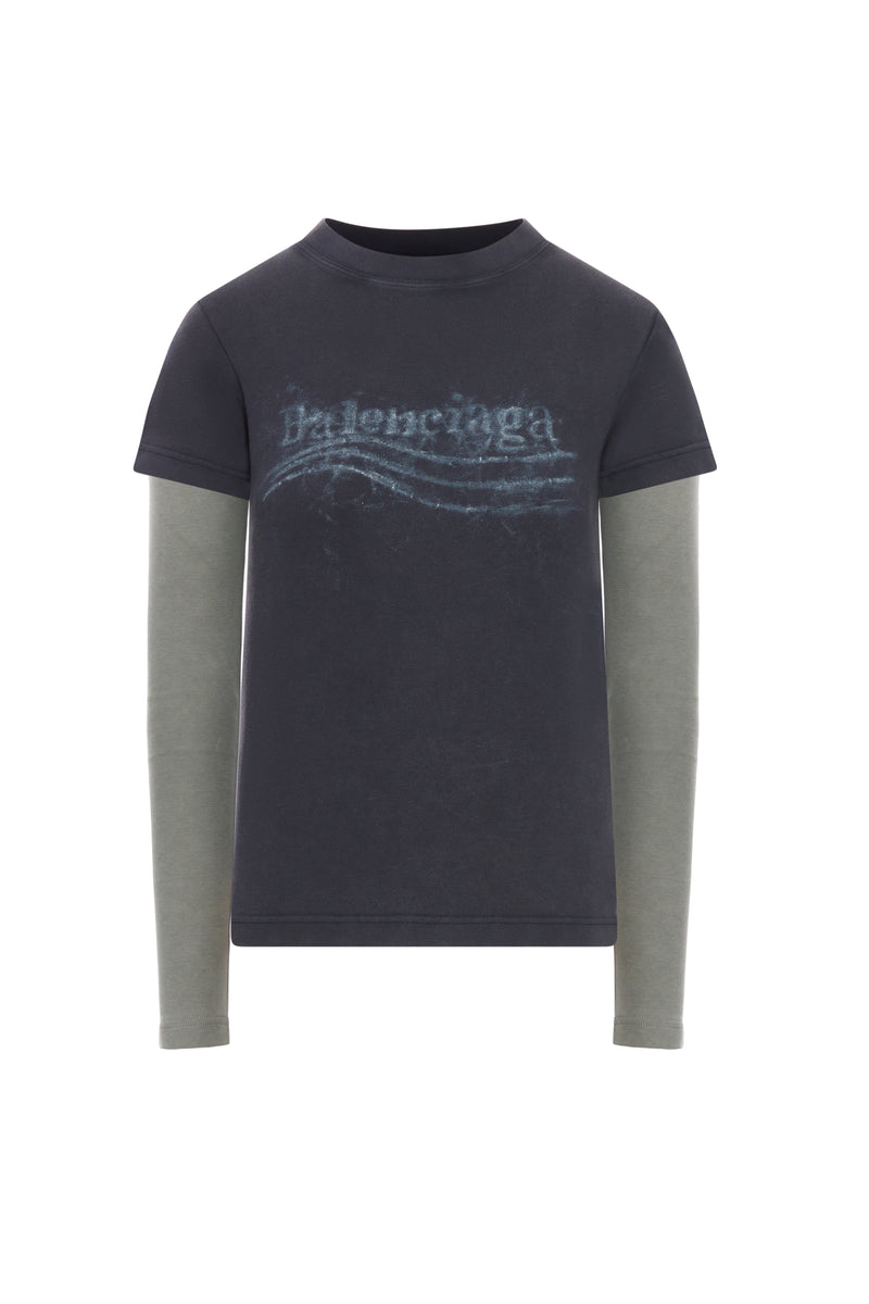 T-SHIRT CON DOPPIA MANICA WASHED CRAYON POLITICAL