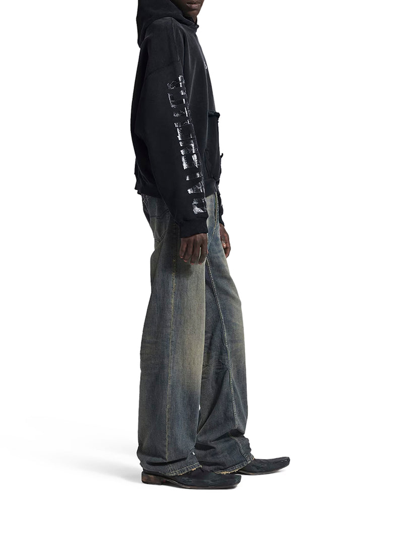 HOODIE TRANSPARENT TAPE CON TASCA STRAPPATA