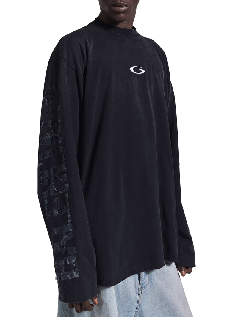 T-SHIRT CON MANICHE LUNGHE E NASTRO TRASPARENTE