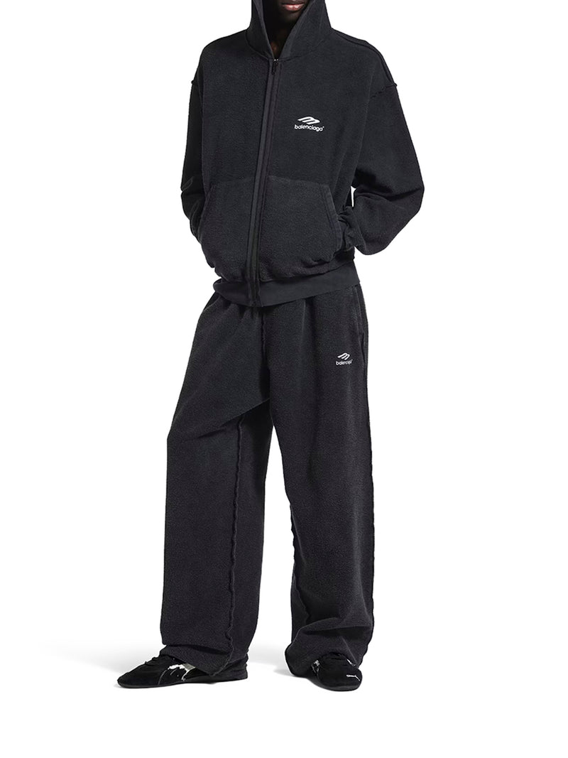 FELPA CON ZIP INSIDE-OUT 3B SPORTS ICON IN NERO DÉLAVÉ