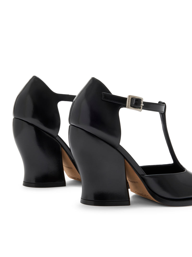 DÉCOLLETÉ T-BAR ONDA IN PELLE DI VITELLO SPAZZOLATA