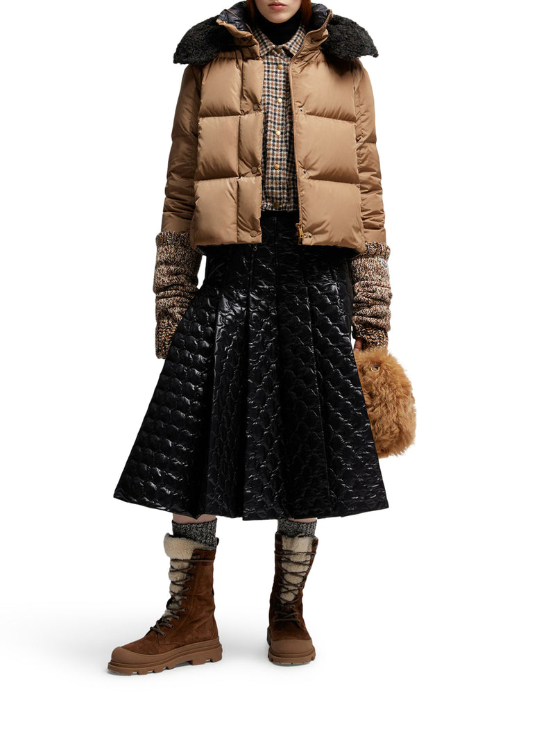 PIUMINO CORTO CON CAPPUCCIO E TRAPUNTATURA A QUADRI CASTELNOU