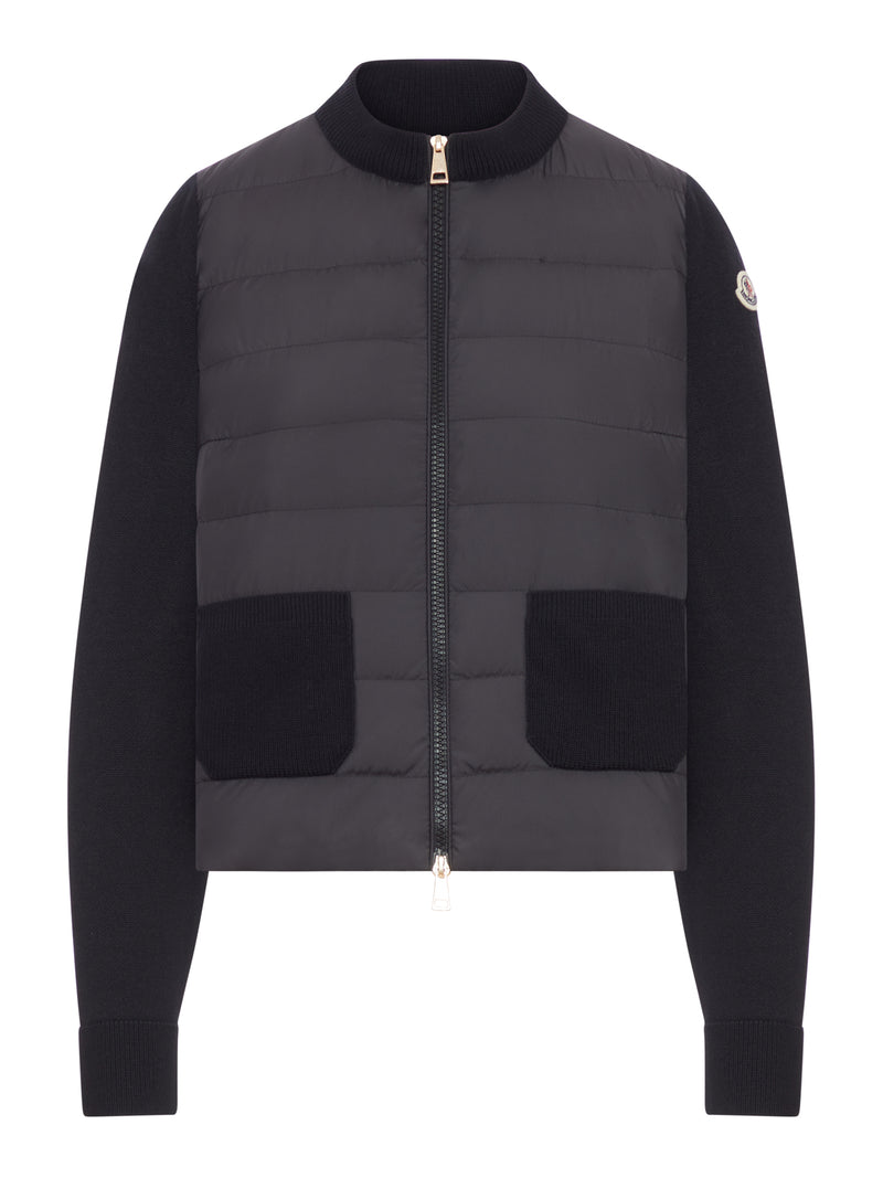 CARDIGAN IMBOTTITO IN LANA CON ZIP