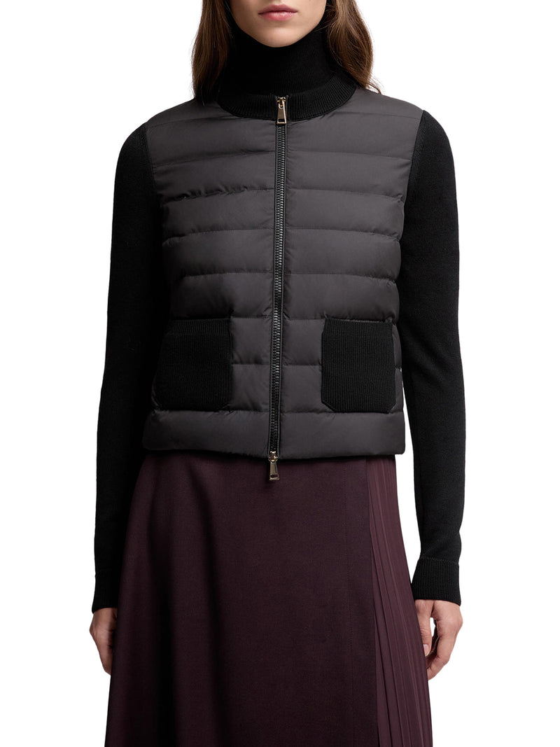 CARDIGAN IMBOTTITO IN LANA CON ZIP