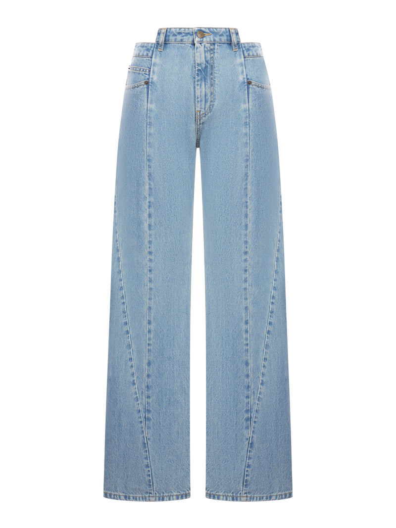 JEANS IN DENIM CON DETTAGLIO CUT-OUT