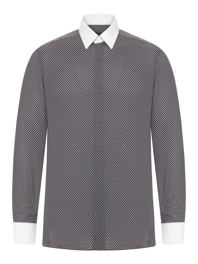 CAMICIA CLASSICA IN COTONE CON STAMPA A ROMBI