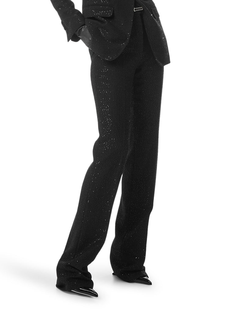 PANTALONI SARTORIALI IN CREPE DI MISTO LANA CON PAILLETTES