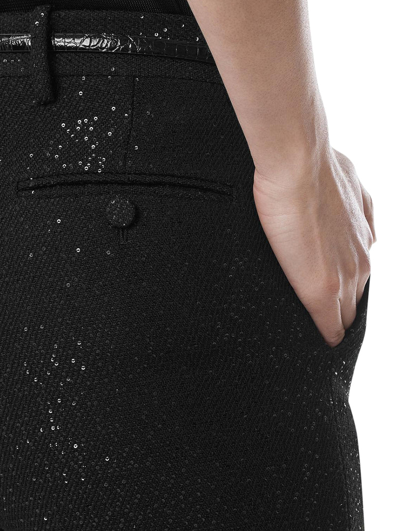 PANTALONI SARTORIALI IN CREPE DI MISTO LANA CON PAILLETTES