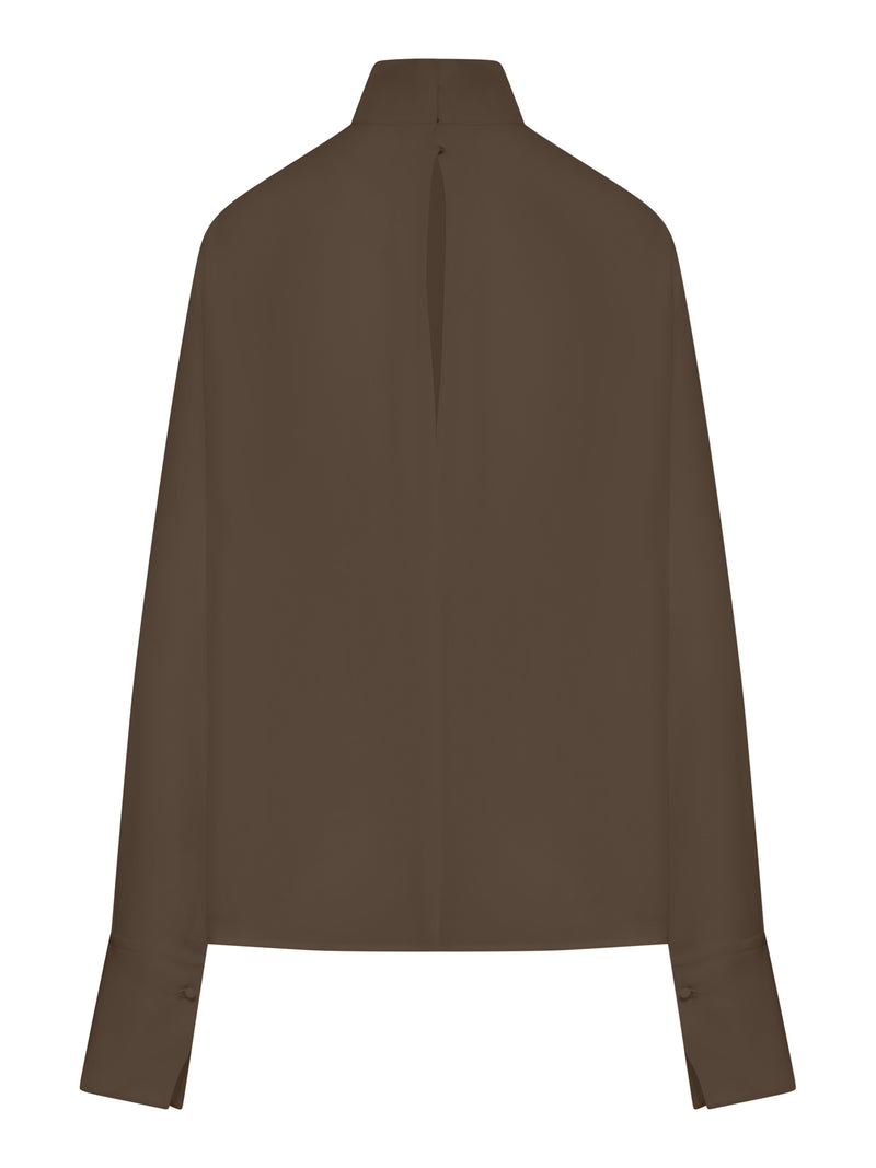 BLUSA A MANICHE LUNGHE IN GEORGETTE DI SETA