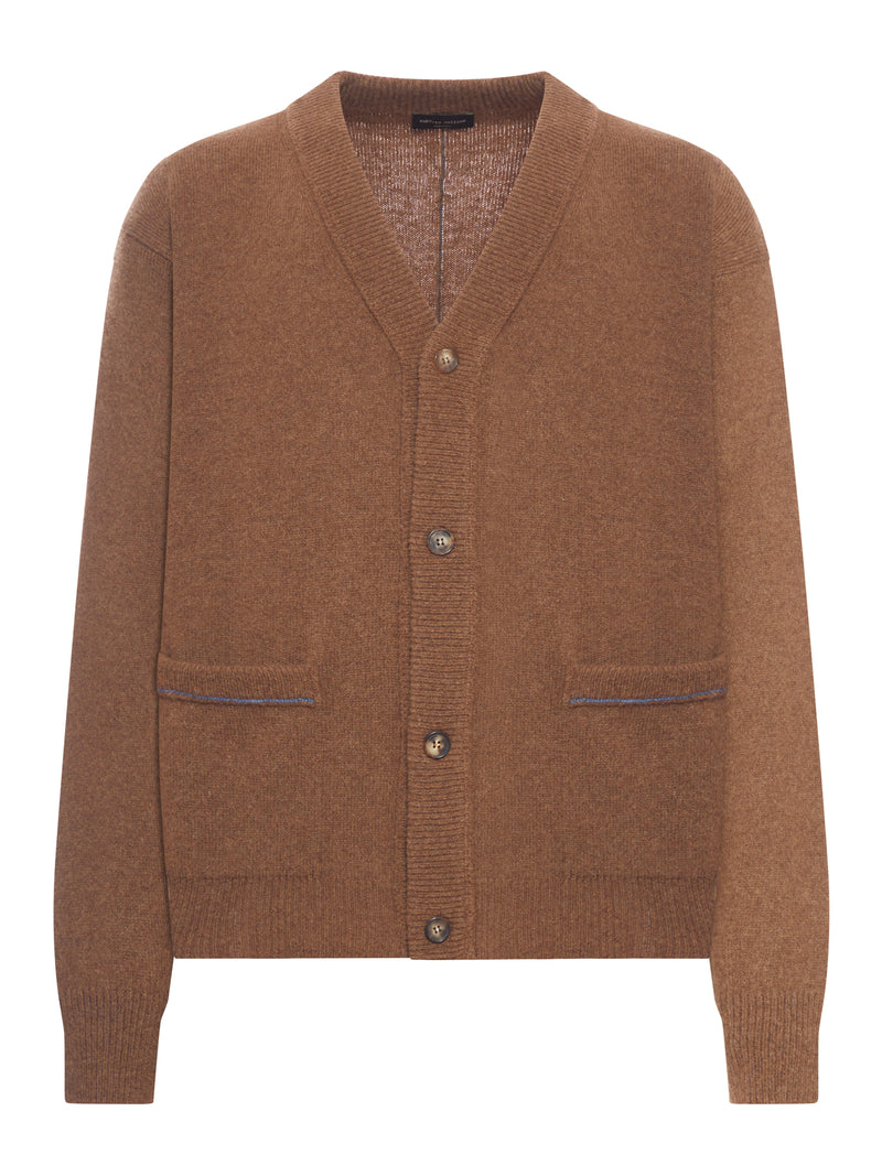 CARDIGAN IN LANA CON CUCITURA A CONTRASTO