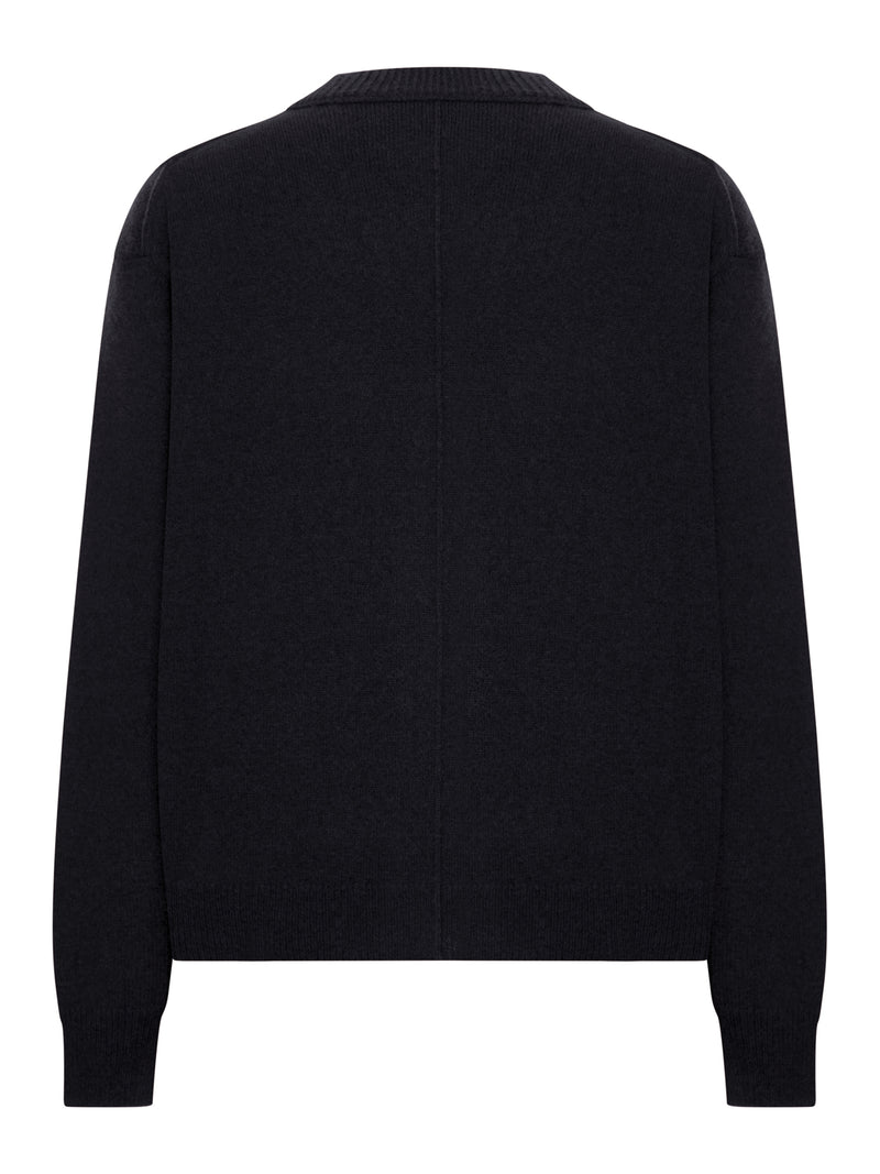 CARDIGAN IN LANA CON CUCITURA A CONTRASTO