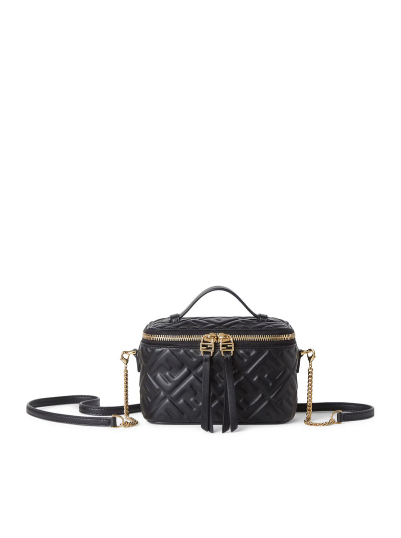 MINI BORSA FENDI VANITY IN NAPPA NERA CON MOTIVO FF