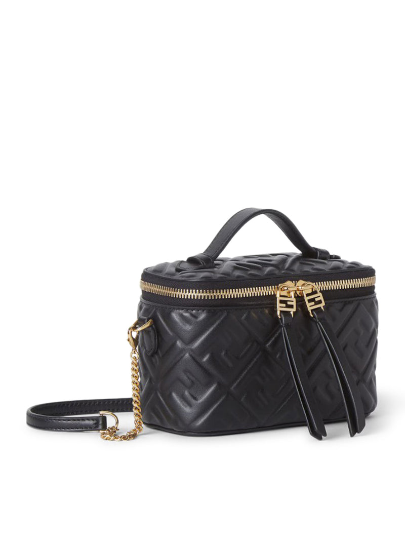 MINI BORSA FENDI VANITY IN NAPPA NERA CON MOTIVO FF