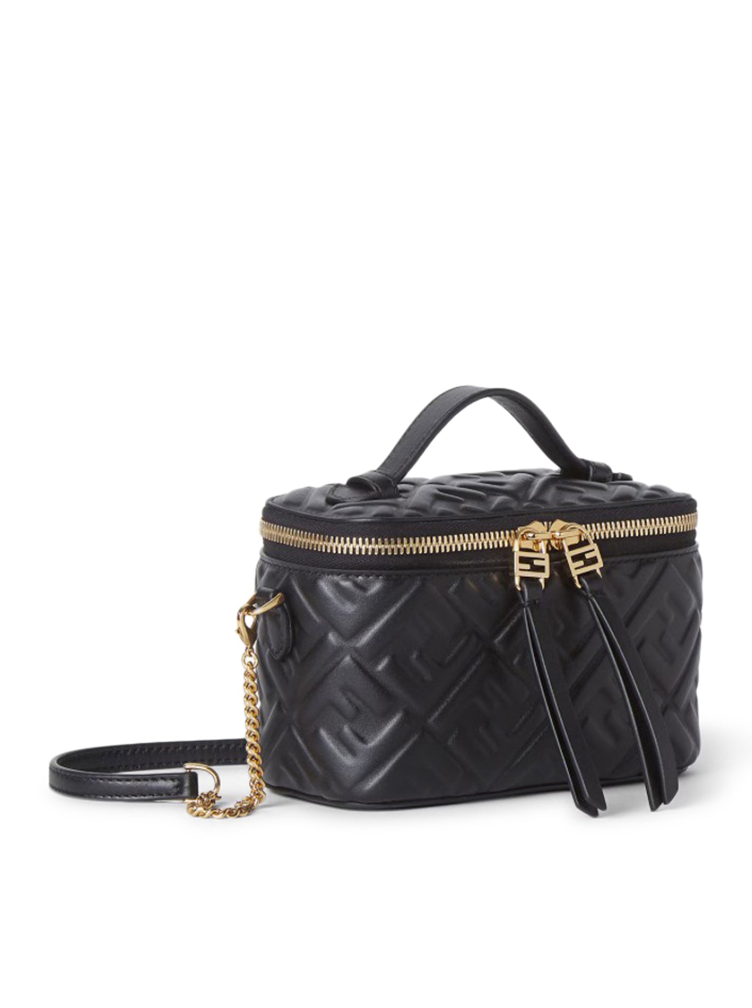MINI BORSA FENDI VANITY IN NAPPA NERA CON MOTIVO FF