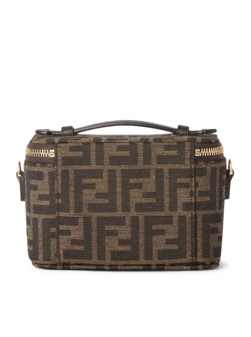 MINI BORSA FENDI VANITY  IN TESSUTO FF JACQUARD TABACCO MARRONE