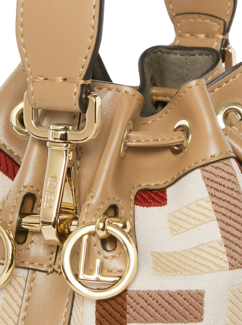 MINI BORSA MON TRESOR IN CANVAS CON RICAMO FF