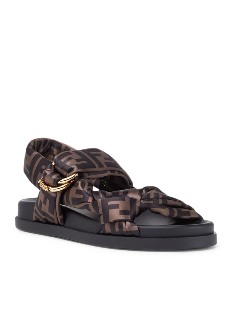 FENDI FEEL SANDALO IN RASO FF MARRONE