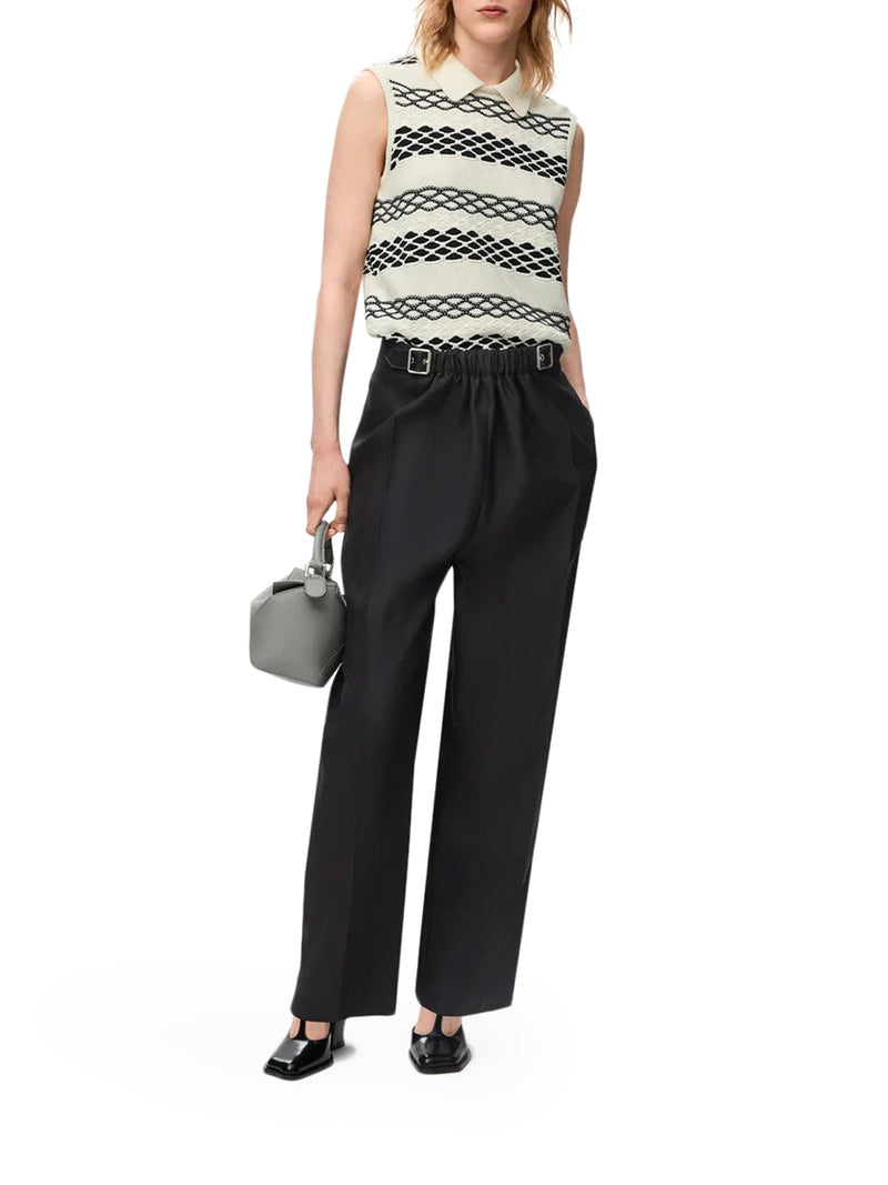 PANTALONI CON CINTURA IN LANA E SETA