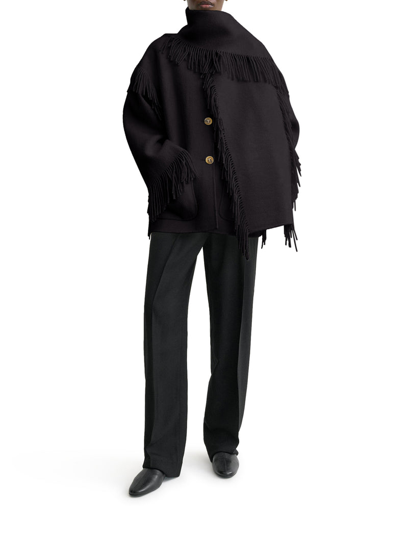 GIACCA CON SCIARPA CON FRANGE