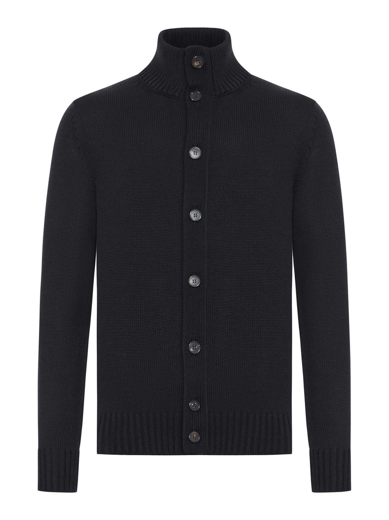 CARDIGAN A COLLO ALTO IN LANA