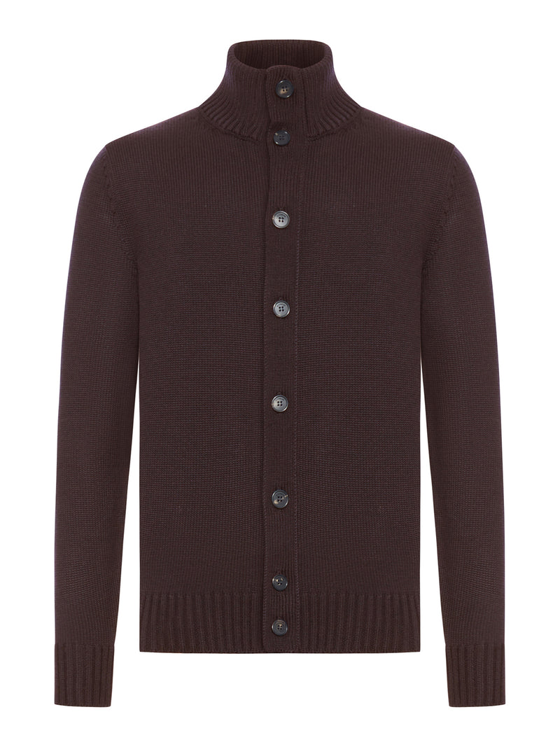 CARDIGAN A COLLO ALTO IN LANA