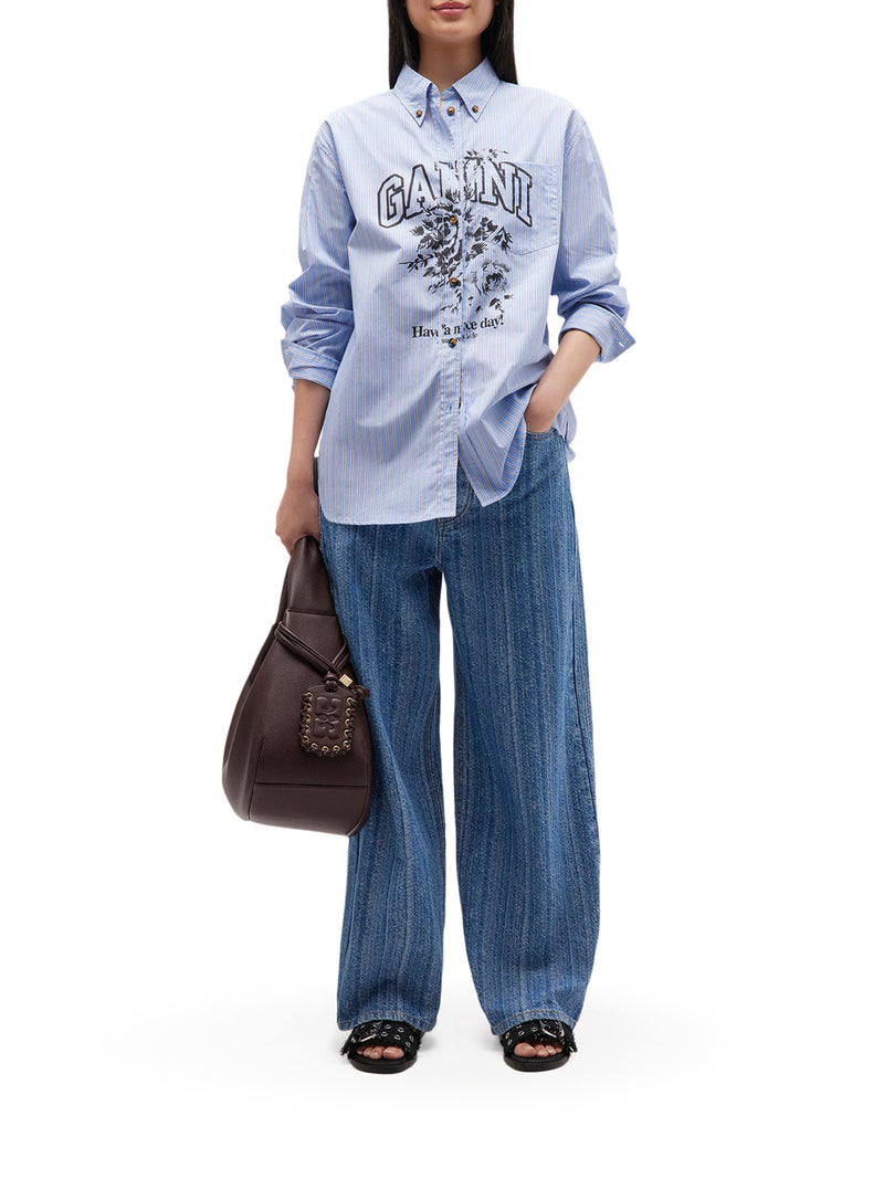 CAMICIA IN COTONE A RIGHE CON STAMPA