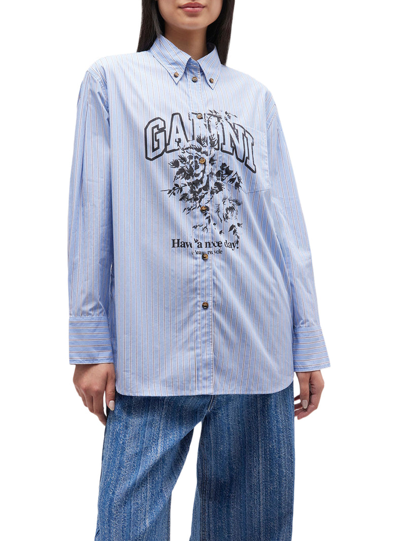 CAMICIA IN COTONE A RIGHE CON STAMPA