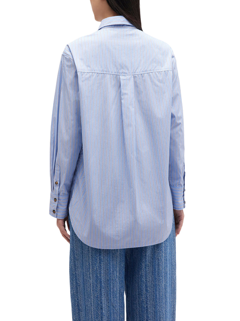 CAMICIA IN COTONE A RIGHE CON STAMPA