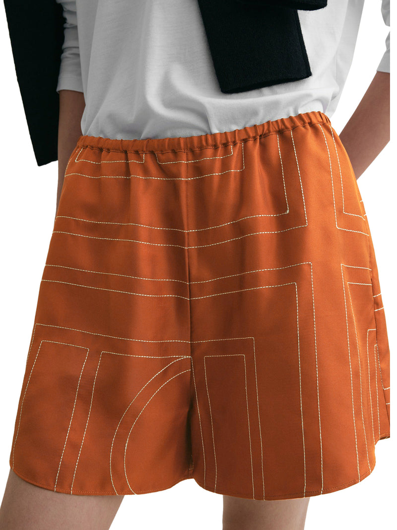 PANTALONCINI IN SETA CON MONOGRAMMA